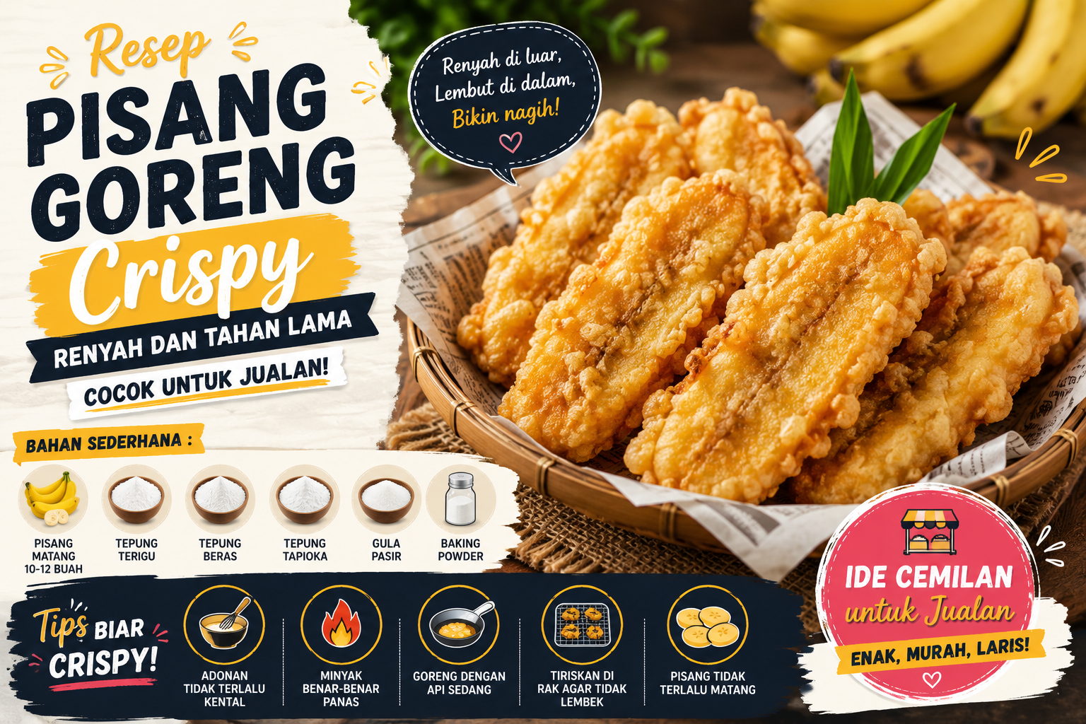 Resep Pisang Goreng Crispy Renyah dan Tahan Lama, Cocok untuk Jualan