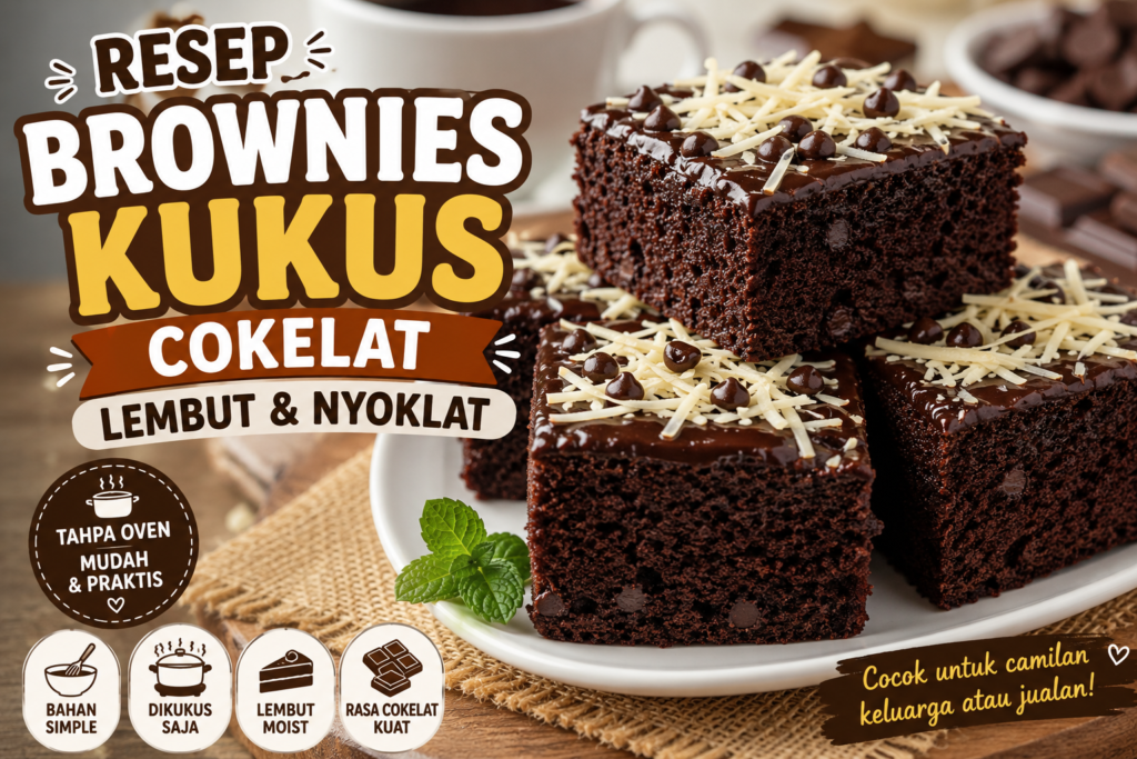 Resep Brownies Kukus Cokelat Lembut dan Nyoklat, Tanpa Oven